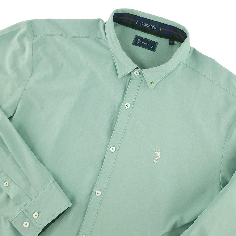 William Murray Shirt Mens XL Green Long Sleeve Button Down Golf Performance